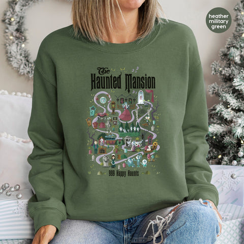 Cartoonish Haunted Mansion Halloween DTF Transfer Iron-On for Spooky T-shirts & Sweatshirts