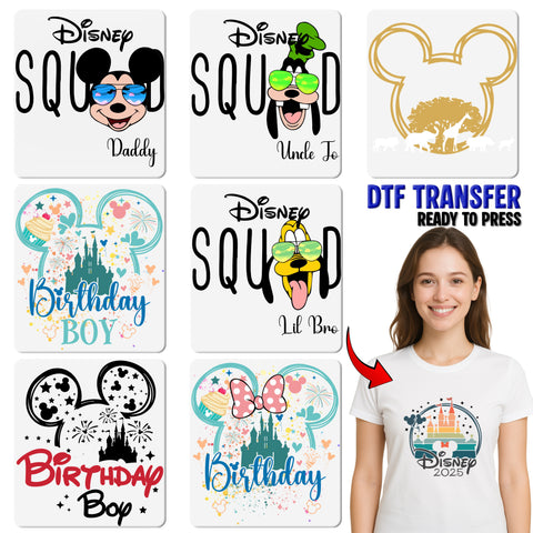 Retro Cartoon Face DTF Transfer for Classic Animation Fan Shirts & Family Outfits - Ready to Press Iron-On Nostalgic Apparel