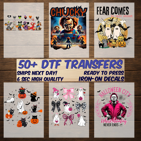 Funny Dancing Skeletons Retro Halloween DTF Transfer Ready To Press for T-shirt & Sweatshirt Apparel Party-Goers