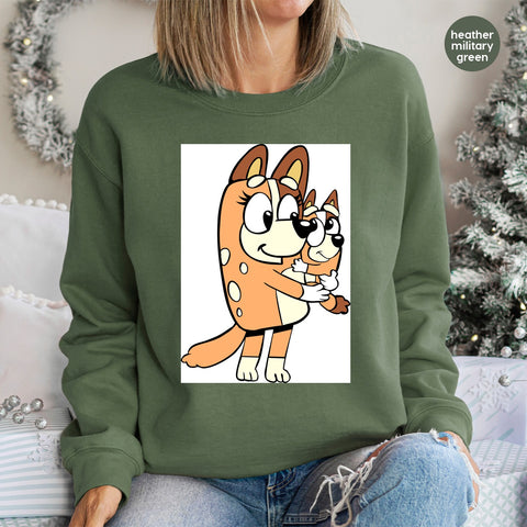 Cute Family Dog DTF Transfer for Pet Lovers Apparel & Group Matching Shirts, Ready to Press Cartoon Animal Design