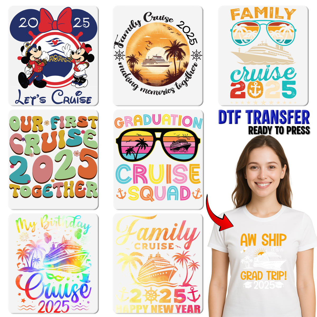 Graduation Cruise Adventure DTF Transfer Ready To Press for Shirts & Apparel - Graduation Celebration Theme Gifts