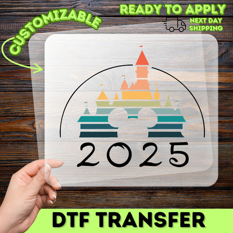 Funny Theme Park DTF Transfer "Most Expensive Day Ever" Iron-On for Family Vacation Apparel, Ready To Press Castle Silhouette Design