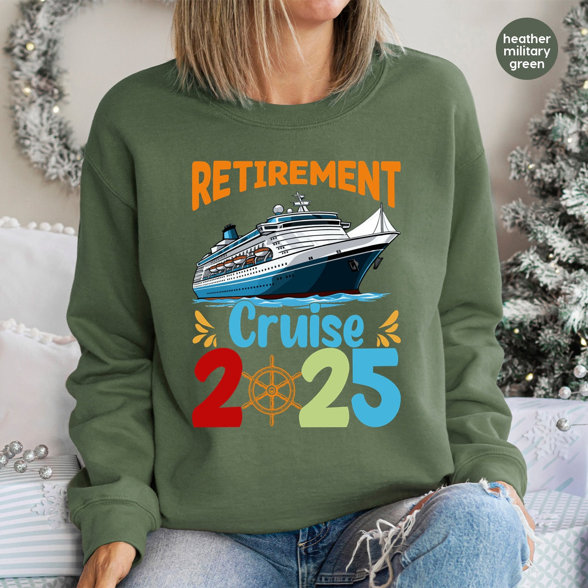 Retirement Cruise 2025 DTF Transfer - Nautical Fun & Celebratory Iron-On Design for T-Shirt, Perfect Gift for Retiree Parties & Sailors
