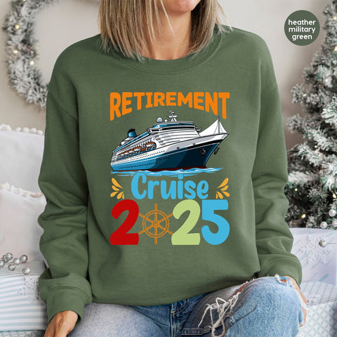 Retirement Cruise 2025 DTF Transfer - Nautical Fun & Celebratory Iron-On Design for T-Shirt, Perfect Gift for Retiree Parties & Sailors