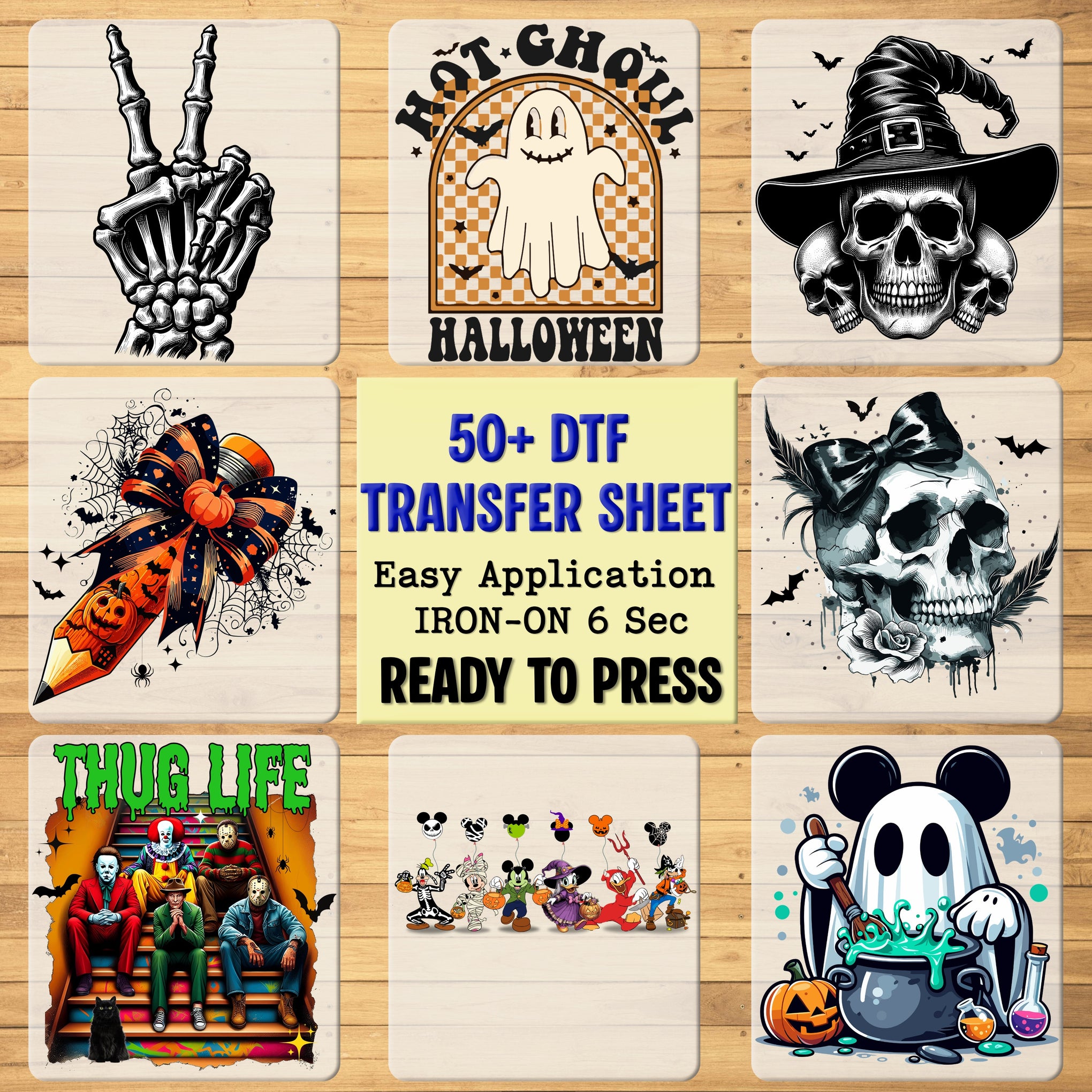 Funny Halloween Skeletons Hocus Pocus DTF Transfer for Women Shirt & Witchy Coffee Lover Iron-On Ready to Press Apparel