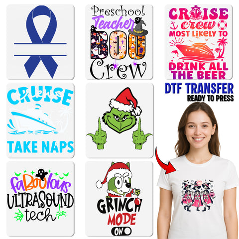 Iron-On Halloween Cruise Squad DTF Transfer - Funny & Festive Witch Character Ready To Press for T-shirts & Hoodies - Group Apparel