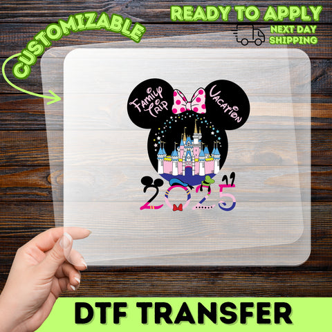 Magical Castle Family Vacation DTF Transfer for Whimsical Group Trip Shirt Cute Iron-On Ready To Press Apparel