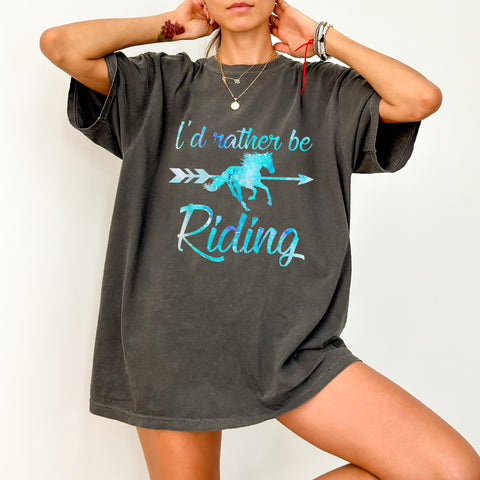 Funny Horseback Riding DTF Transfer, I'd Rather Be Riding Iron-On, Ready To Press for Equestrian Apparel, Perfect for Horse Lovers