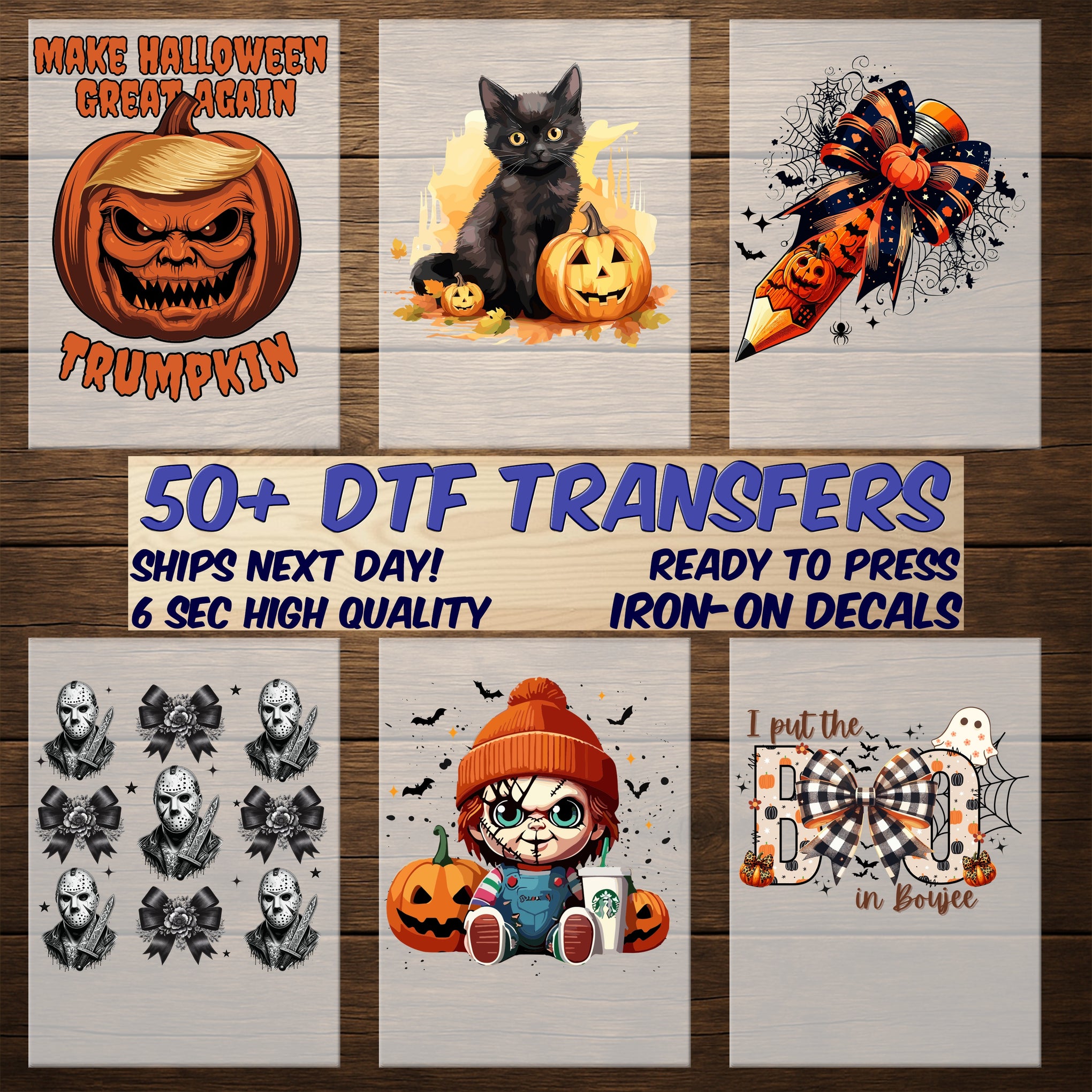 Spooky & Cute Halloween Horror DTF Transfer with Pink Bow Design for Women's Apparel - Ready to Press Iron-On