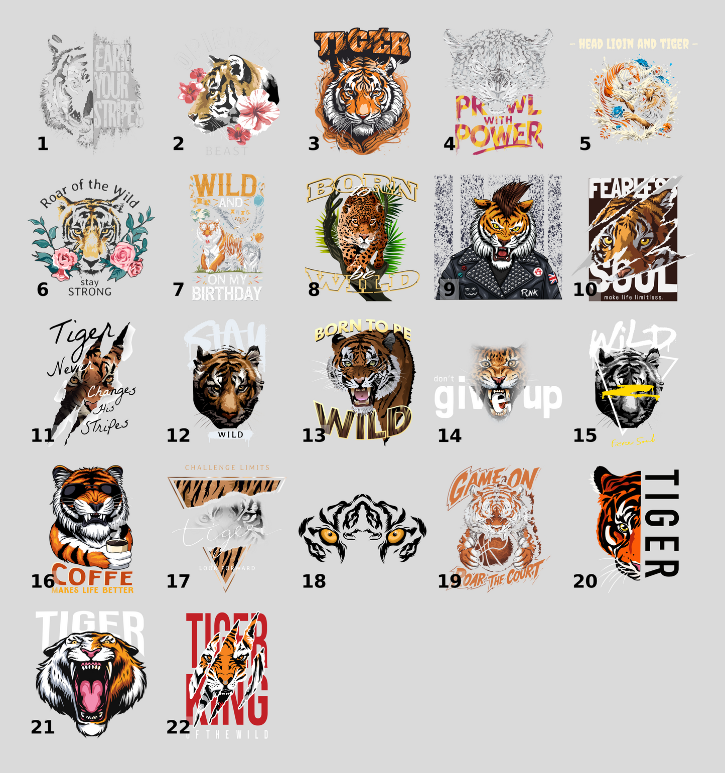 Fierce Tiger Face DTF Transfer, Ready To Press Wildlife Theme for Animal Lover Apparel, Bold Jungle Nature T-Shirt Design