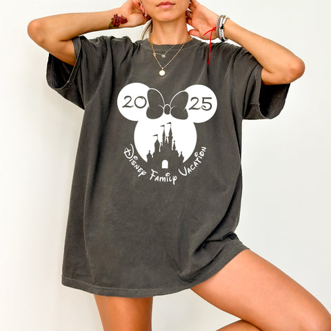 Disney Family Adventure DTF Transfer 2025, Cute Mouse Ears & Castle Design for T-Shirts, Family Vacation Ready To Press Iron-On