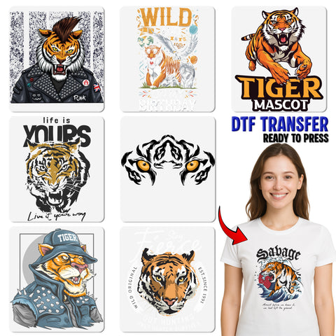 Iron-On Calm But Deadly Tiger DTF Transfer for Bold Animal Motif T-Shirt & Apparel, Sports Team Graphic, Wildlife Gift