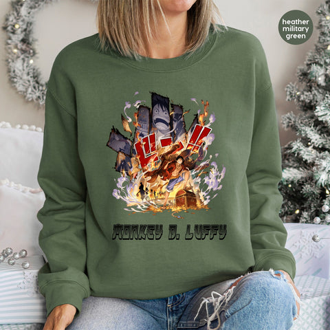Dynamic One Piece Adventure DTF Transfer Iron-On Anime Team T-Shirt for Cosplay & Festivals Seasonal Chic Apparel for Fans