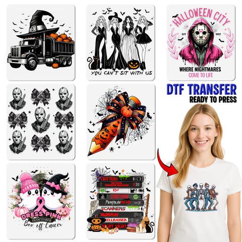 Cute Disney Halloween Character DTF Transfer, Ready To Press for Family Apparel, Kids Shirt, Fun Halloween Iron-On