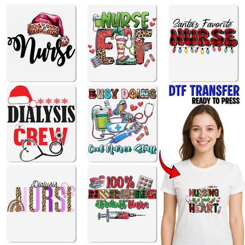 Dialysis Nurse Cute & Colorful Medical DTF Transfer for Funny Nurse Apparel Ready To Press Iron-On Design Gift