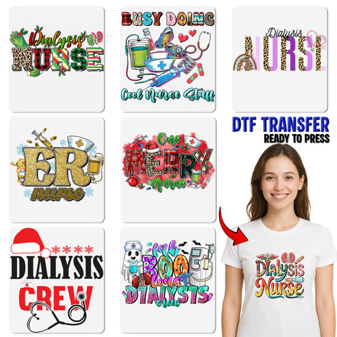 Nurse Elf Christmas DTF Transfer | Glittery Ready To Press Iron-On for Cute Nurse T-Shirt Apparel