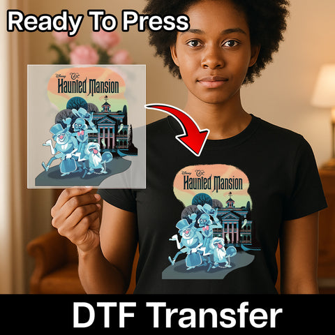 Cute Haunted Mansion Halloween DTF Transfer Ghostly Retro Design for Disney Fans & Group Outings