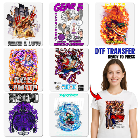 Anime Manga Character DTF Transfer for Cosplay Ready to Press T-Shirt One Piece Fans Anime Apparel