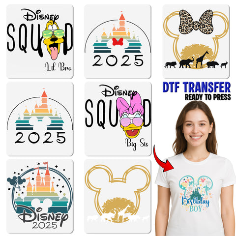 Cute Birthday DTF Transfer for Family T-shirt with Disney-Inspired Red & White Polka Dot Bow