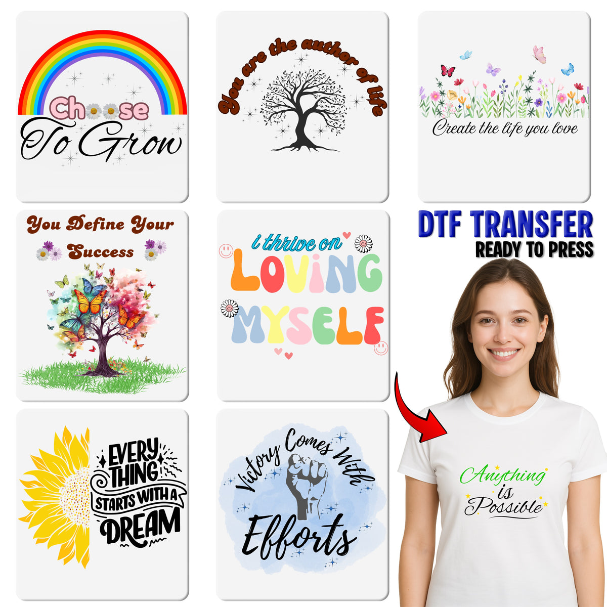 Nature-Inspired Empowerment Boho DTF Transfer for Women Shirts & Apparel - Ready To Press Motivational Quote Design