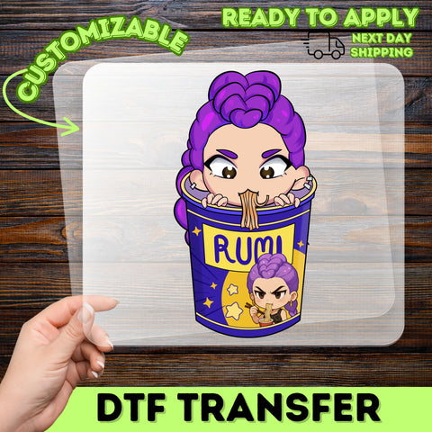 Cute Animated Ramen Character DTF Transfer Ready to Press Iron-On for Anime Fan T-Shirts or Hoodies