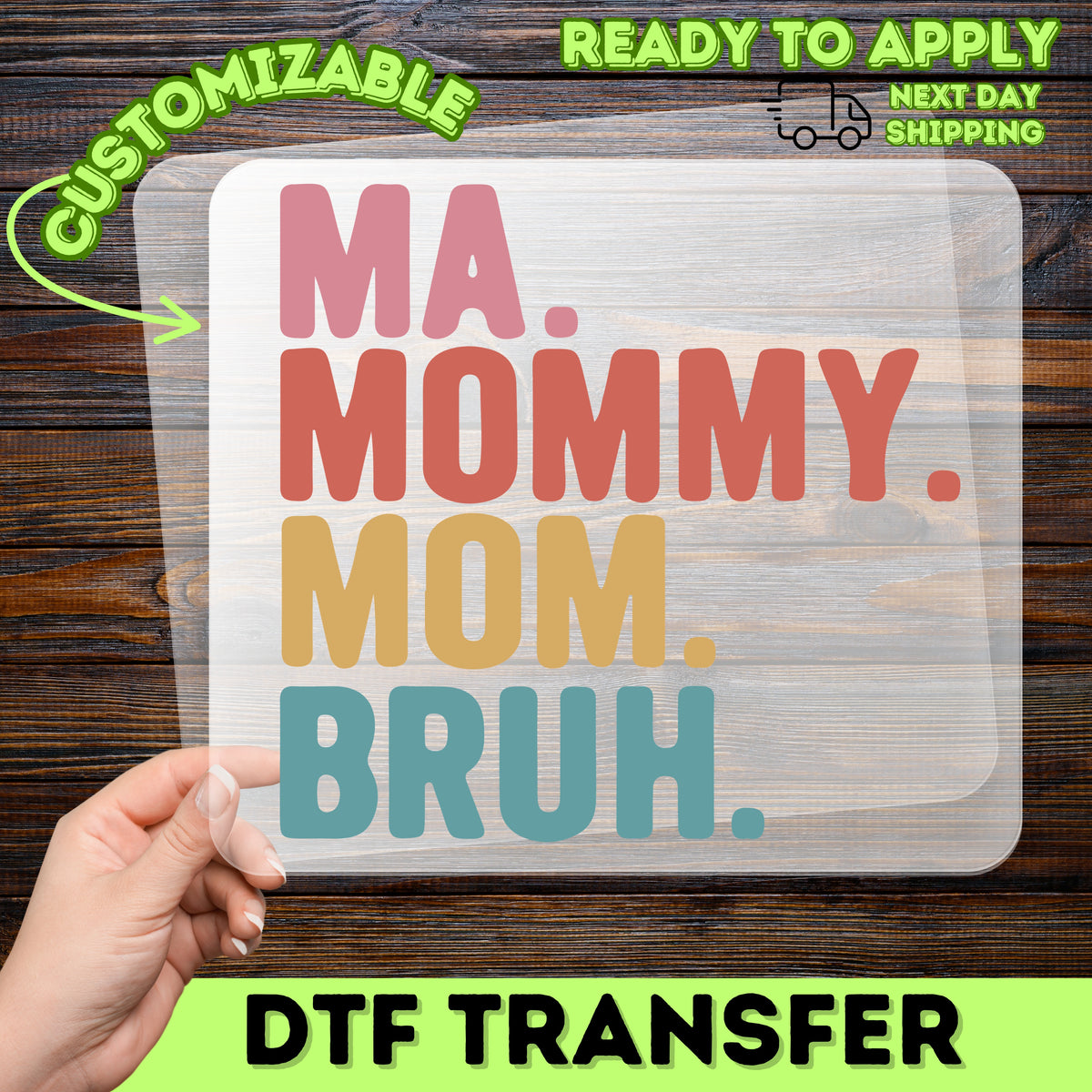 Funny Mother's Day DTF Transfer for Retro Mom Shirts & Casual Wear - Trendy Family Humor T-Shirt Iron-On Design