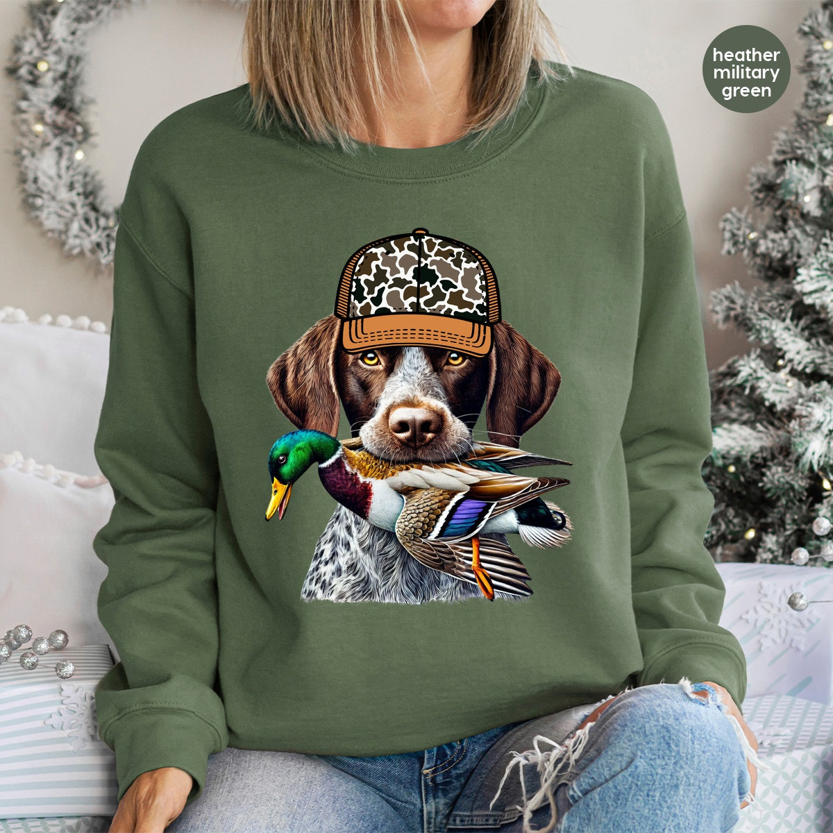 Hunting Dog with Duck Camo Cap DTF Transfer for Outdoor Apparel & Gifts for Hunters & Nature Lovers