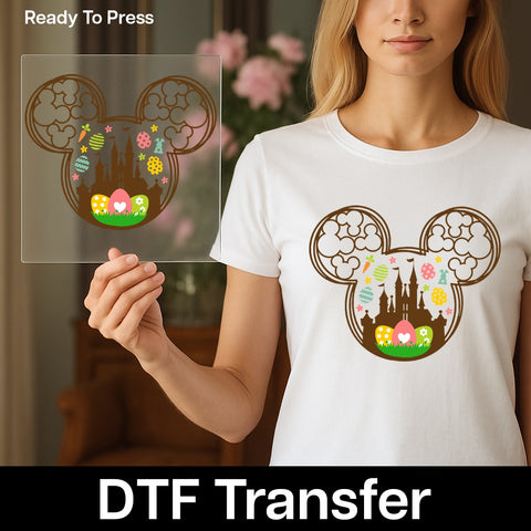 Easter Theme Park Celebration DTF Transfer Ready To Press Cute Family Vacation T-Shirt & Sweatshirt Apparel