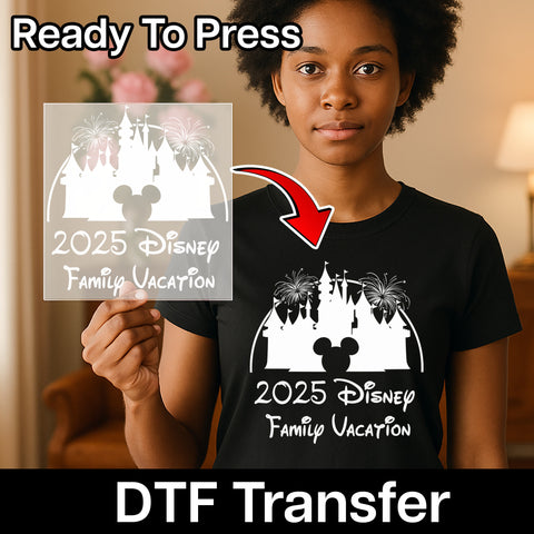 2025 Disney Family Vacation Iron-On DTF Transfer, Ready To Press Magic Castle Shirt Design, Fun Group Travel Theme Tee for Families