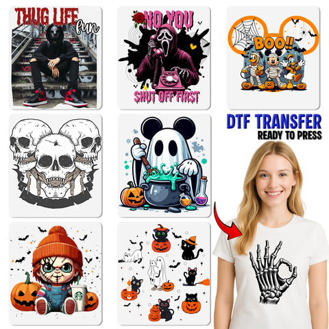 Menacing Mask Urban Streetwear DTF Transfer for Edgy Halloween Apparel & T-Shirts, Thug Life Fun Graffiti Iron-On