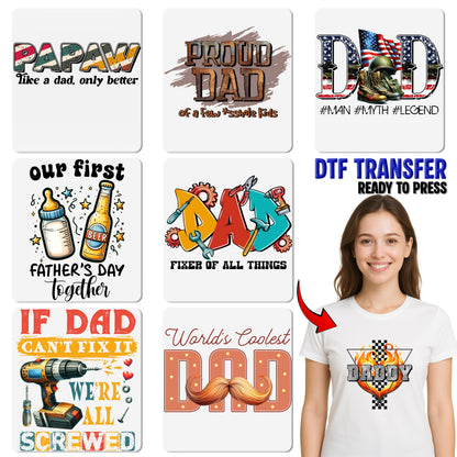 Vintage Patriotic Dad DTF Transfer Iron-On for July 4th & Father's Day Apparel Gift
