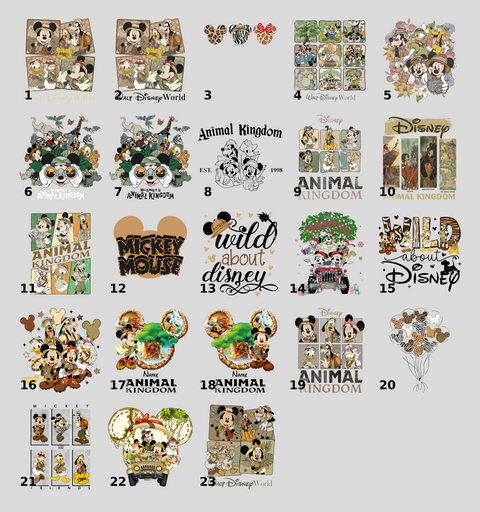 Cute Safari Cartoon Characters DTF Transfer for Family Vacation Shirts, Ready to Press Zoo Trip Apparel, Adventure T-Shirt Design