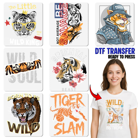 Adventure Ready Jungle Tiger DTF Transfer Iron-On for Wildlife Lovers & Safari Theme Celebrations T-shirt Apparel