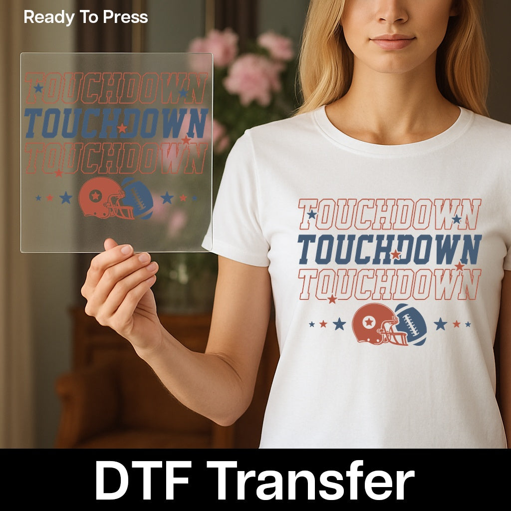 Retro Football Celebration DTF Transfer, Touchdown Party Shirt for Tailgate & Sports Fans, Ready To Press Iron-On Apparel