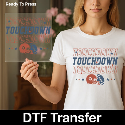 Retro Football Celebration DTF Transfer, Touchdown Party Shirt for Tailgate & Sports Fans, Ready To Press Iron-On Apparel