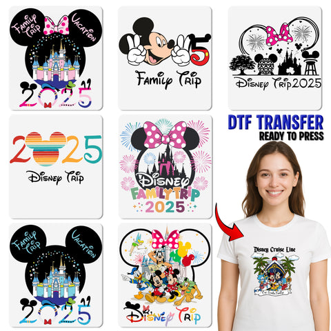 Magical Castle Family Vacation DTF Transfer for Whimsical Group Trip Shirt Cute Iron-On Ready To Press Apparel