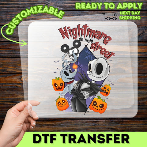 Funny Halloween Gem - Nightmare on Main Street DTF Transfer for Group Party Shirts & Pop Culture Fans