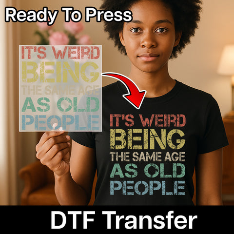 Funny milestone birthday retro DTF transfer t-shirt for middle-aged adults - humor about aging bold typography ready to press