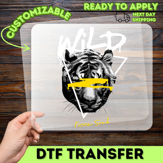 Wild Tiger DTF Transfer for Group Adventure Shirt, Urban Theme Iron-On, Jungle Party Ready to Press Apparel Gift