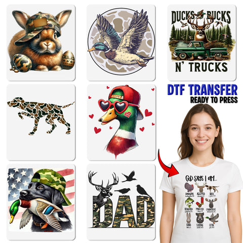 Camouflage Deer DTF Transfer for Outdoor Enthusiasts Shirt or Sweatshirt Rustic Nature Apparel