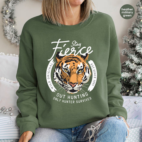 Stay Fierce Tiger Head Iron-On DTF Transfer for Wildlife Adventure Lovers & Outdoor Apparel