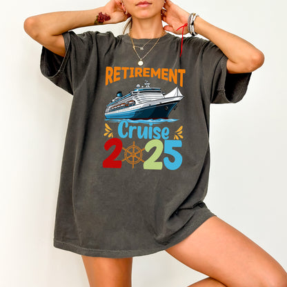 Retirement Cruise 2025 DTF Transfer - Nautical Fun & Celebratory Iron-On Design for T-Shirt, Perfect Gift for Retiree Parties & Sailors