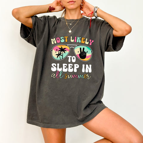 Funny Iron-On Summer Vacation Sunglasses Retro DTF Transfer for T-shirt, Ready To Press Peace & Palm Design for Students & Teachers