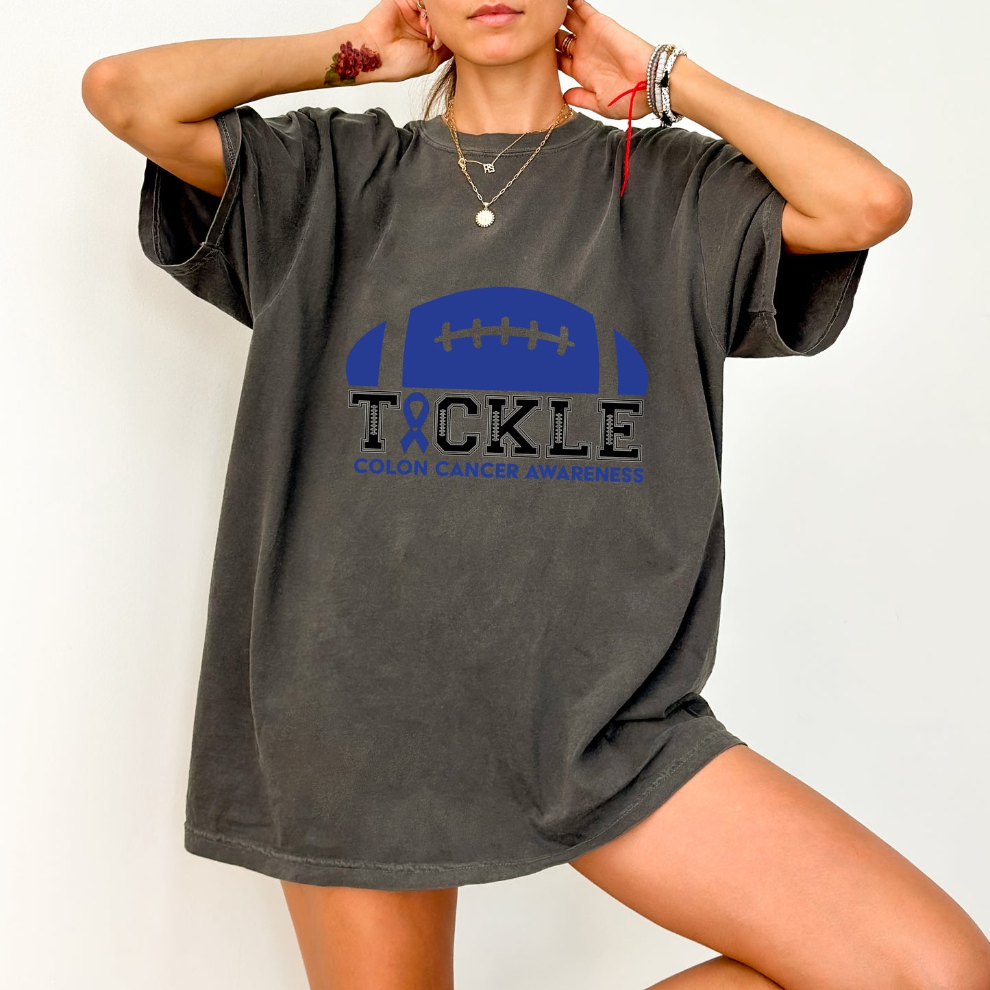 Colon Cancer Awareness Football Ready To Press DTF Transfer for Shirts & Sweatshirts - Support Health & Team Spirit Apparel