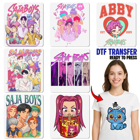SAJA BOYS Anime Character DTF Transfer Iron-On Ready to Press for Youth & Teen Apparel, Cute Manga Shirt Design