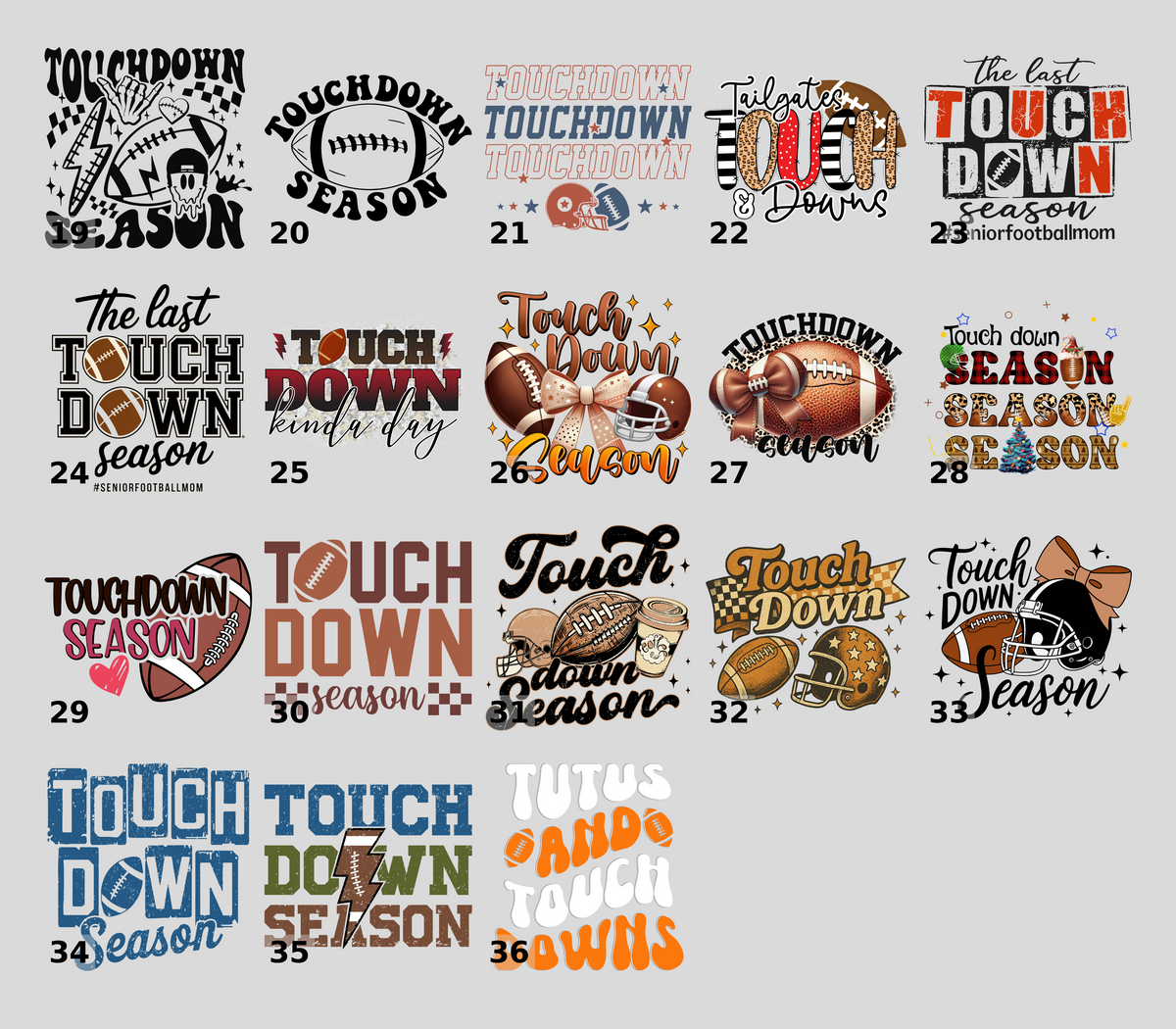 Vintage Football Season DTF Transfer for Game Day | Iron-On Retro Touchdown Shirt Design for Fans & Teams