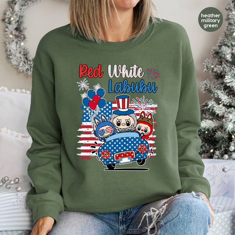Cute Patriotic Cartoon Characters July 4th Funny DTF Transfer for Family T-shirts & Party Apparel