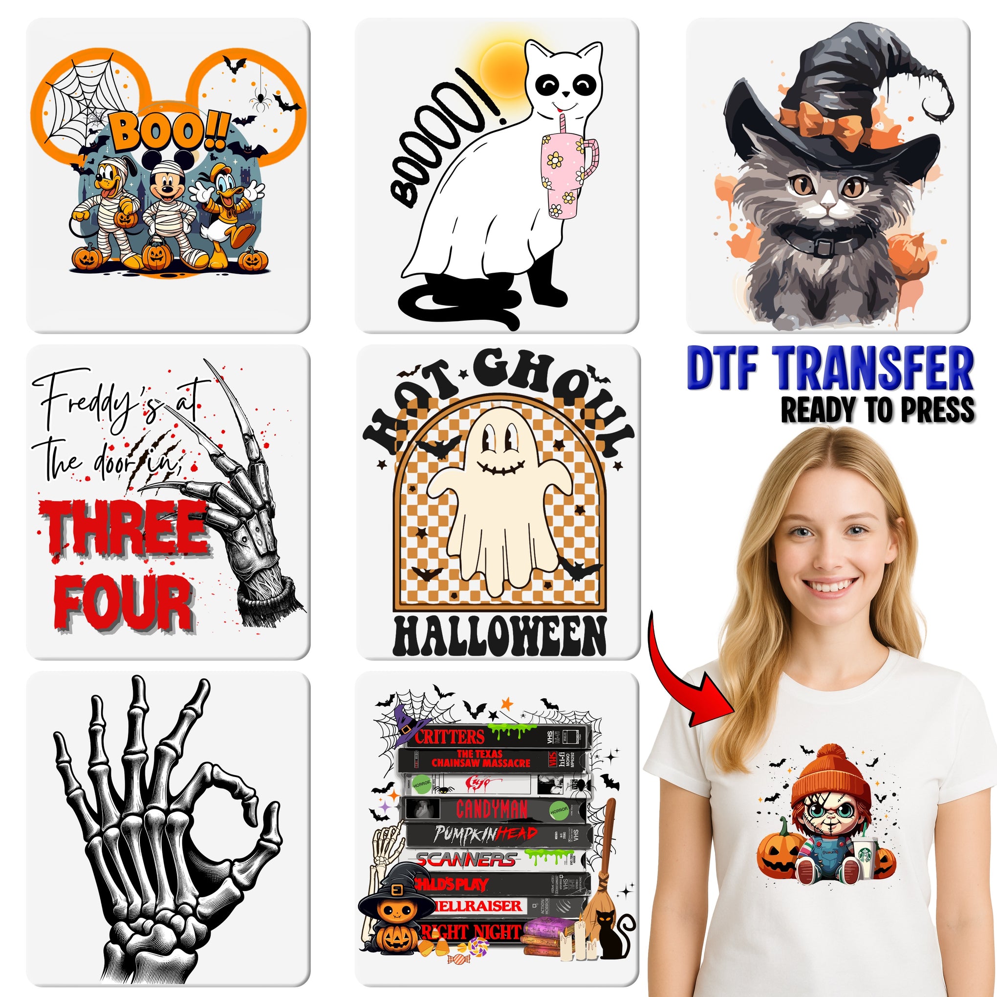 Freddy's Retro Horror DTF Transfer for Halloween T-Shirt Apparel Fans & Halloween Movie Enthusiasts