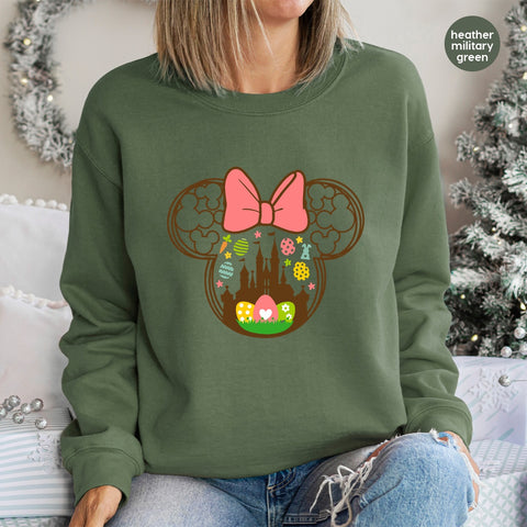 Cute Easter Disney-Inspired Ready To Press DTF Transfer T-Shirt for Families & Group Outings with Castle & Eggs
