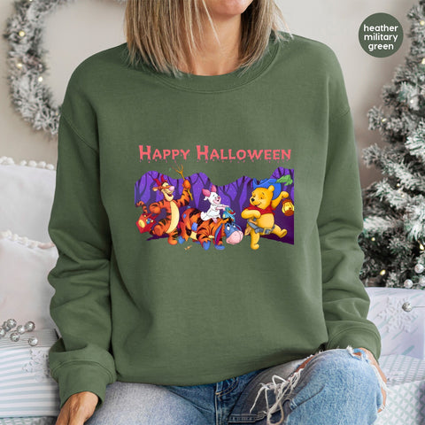 Cute Halloween Characters DTF Transfer, Ready To Press Trick-or-Treat Design for Family Shirts, Nostalgic Iron-On Apparel